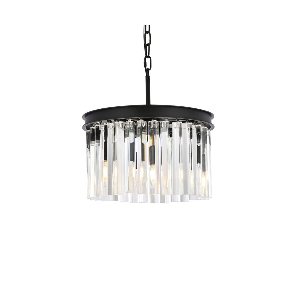 Sydney 3 light Matte Black Pendant Clear Royal Cut Crystal. Picture 2
