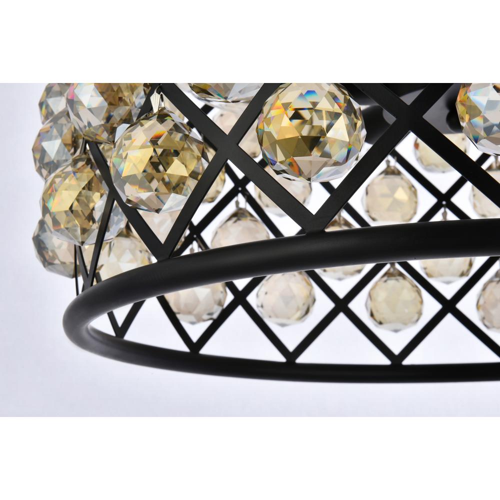 Madison 6 light Matte Black Pendant Golden Teak (Smoky) Royal Cut Crystal. Picture 3