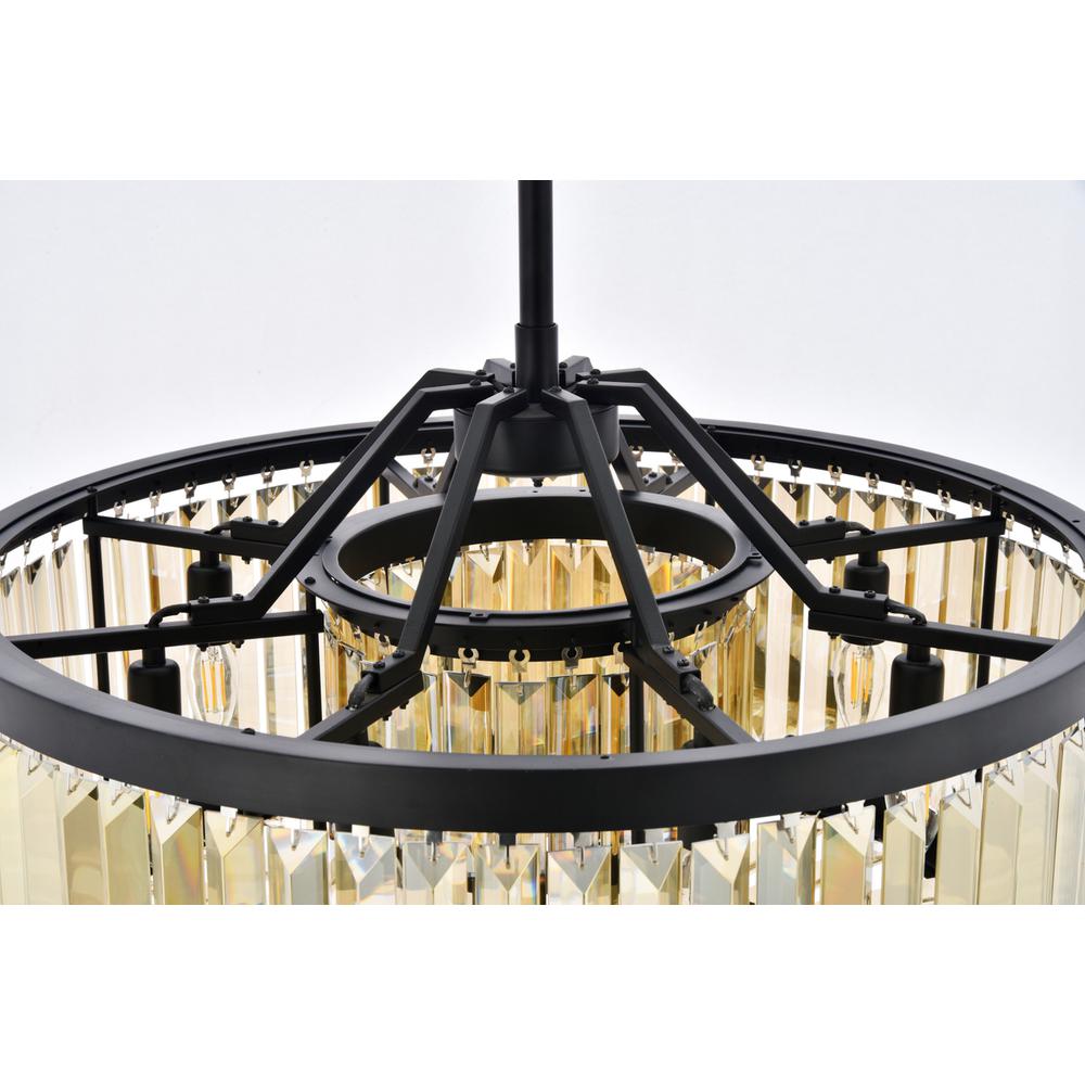Chelsea 8 light Matte Black Chandelier Golden Teak (Smoky) Royal Cut Crystal. Picture 4