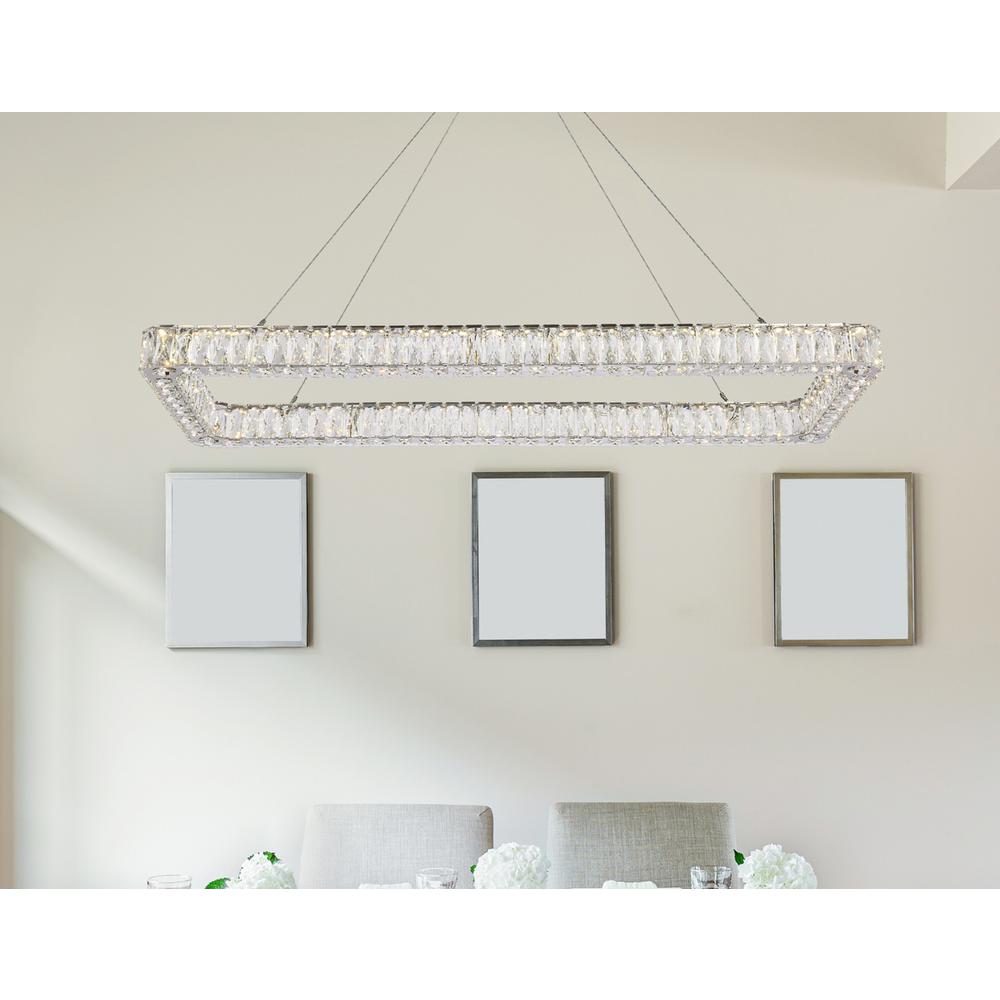 Monroe 50 inch LED Single rectangle pendant in chrome. Picture 8
