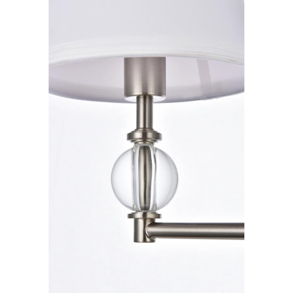 Bethany 2 lights bath sconce in satin nickel with white fabric shade. Picture 4