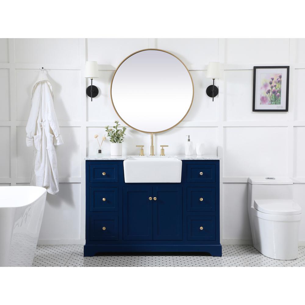 48 inch Single bathroom vanity in blue. Picture 4