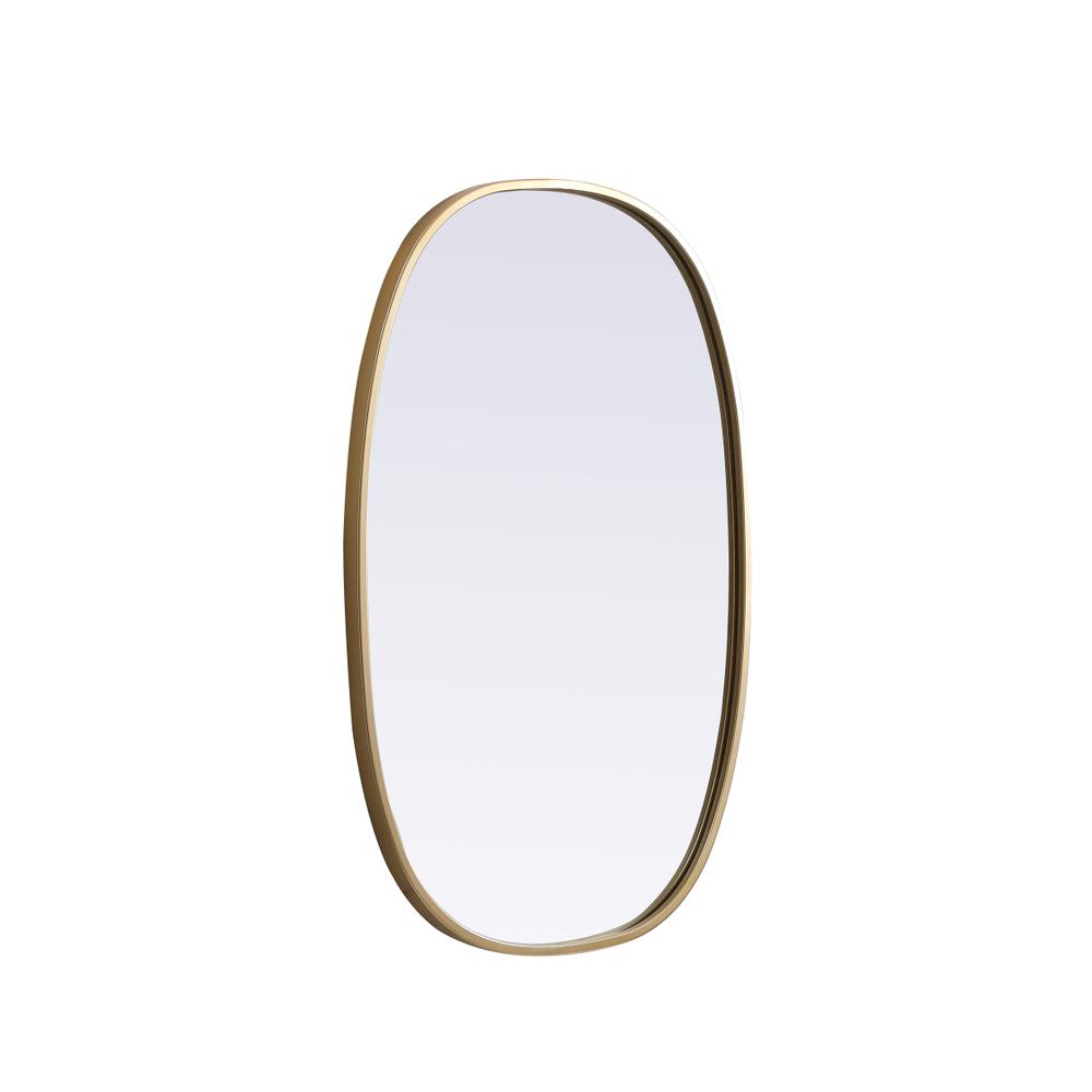 Metal Frame Oval Mirror 20x30 Inch in Brass. Picture 7