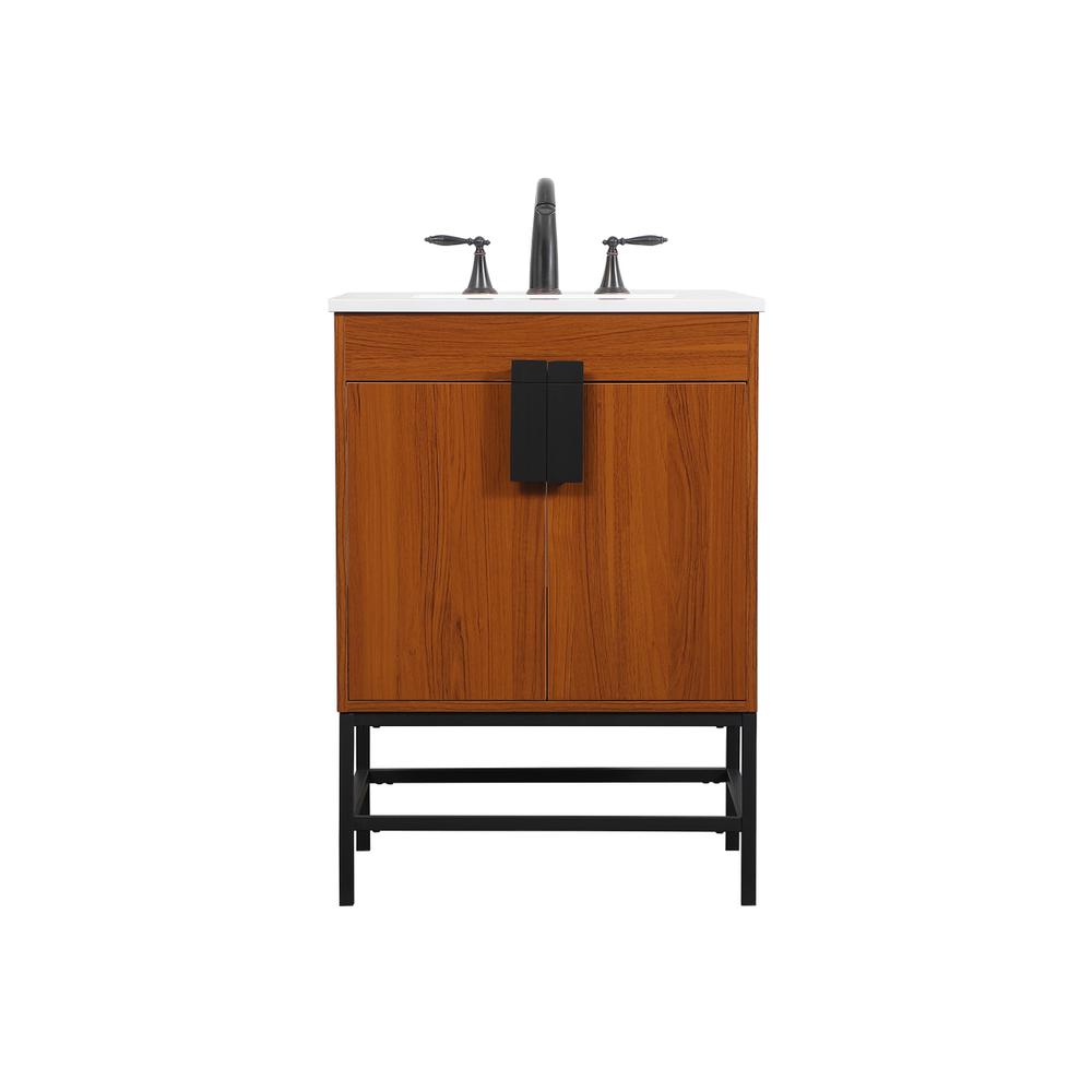 24 inch Single bathroom vanity in teak. Picture 1