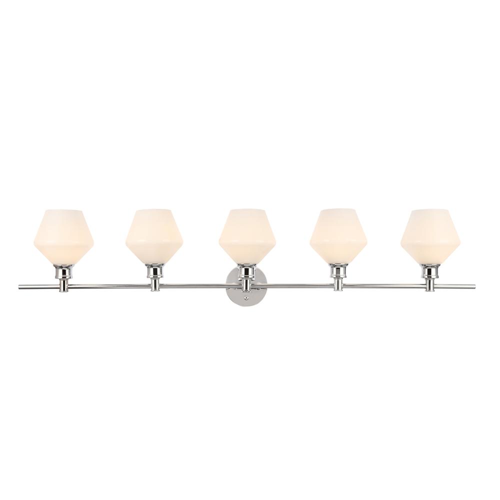 Gene 5 light Chrome and Frosted white glass Wall sconce. Picture 1