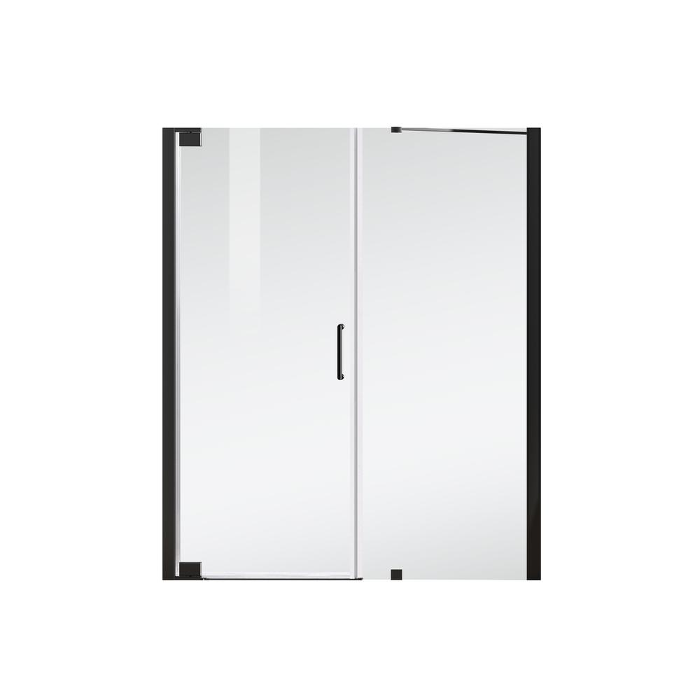 Semi-frameless hinged shower door 60 x 72 Matte Black. Picture 10