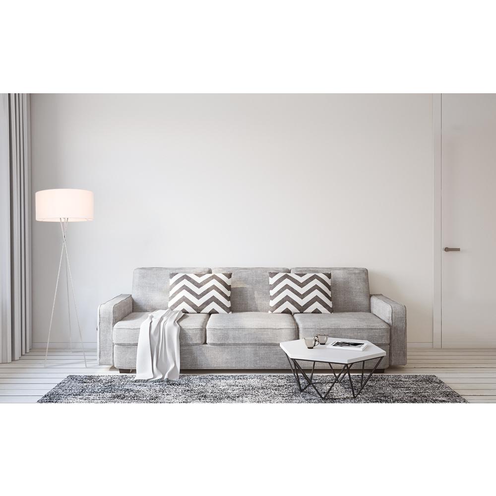 Cason 1 light Silver and White shade Floor lamp. Picture 1