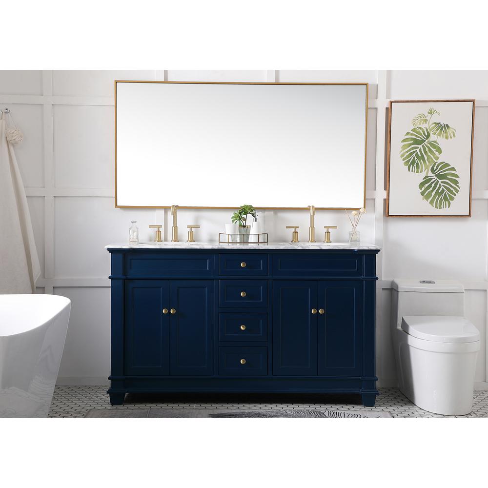 60 inch Double Bathroom Vanity set in Blue. Picture 4
