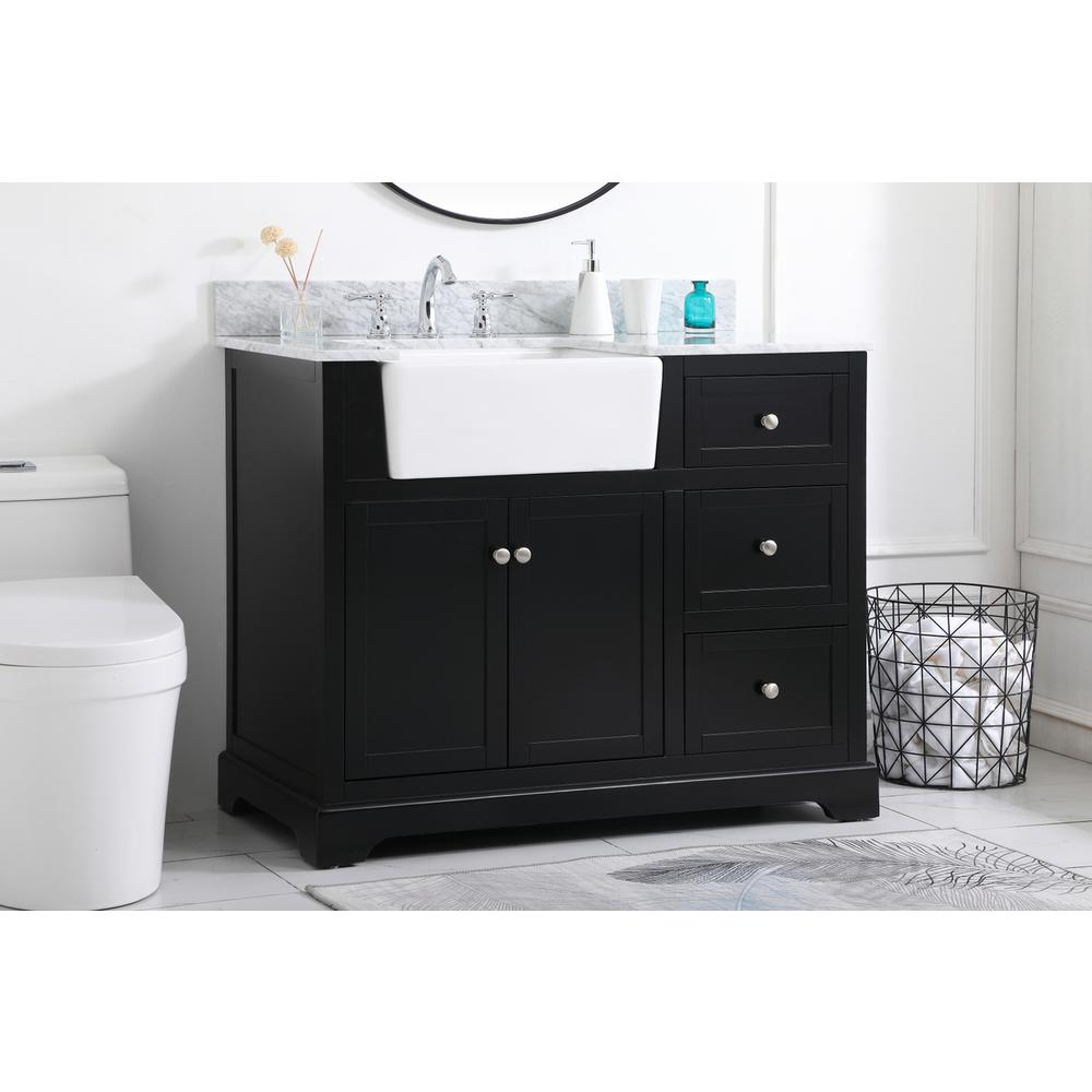 42 inch Single bathroom vanity in black with backsplash. Picture 2