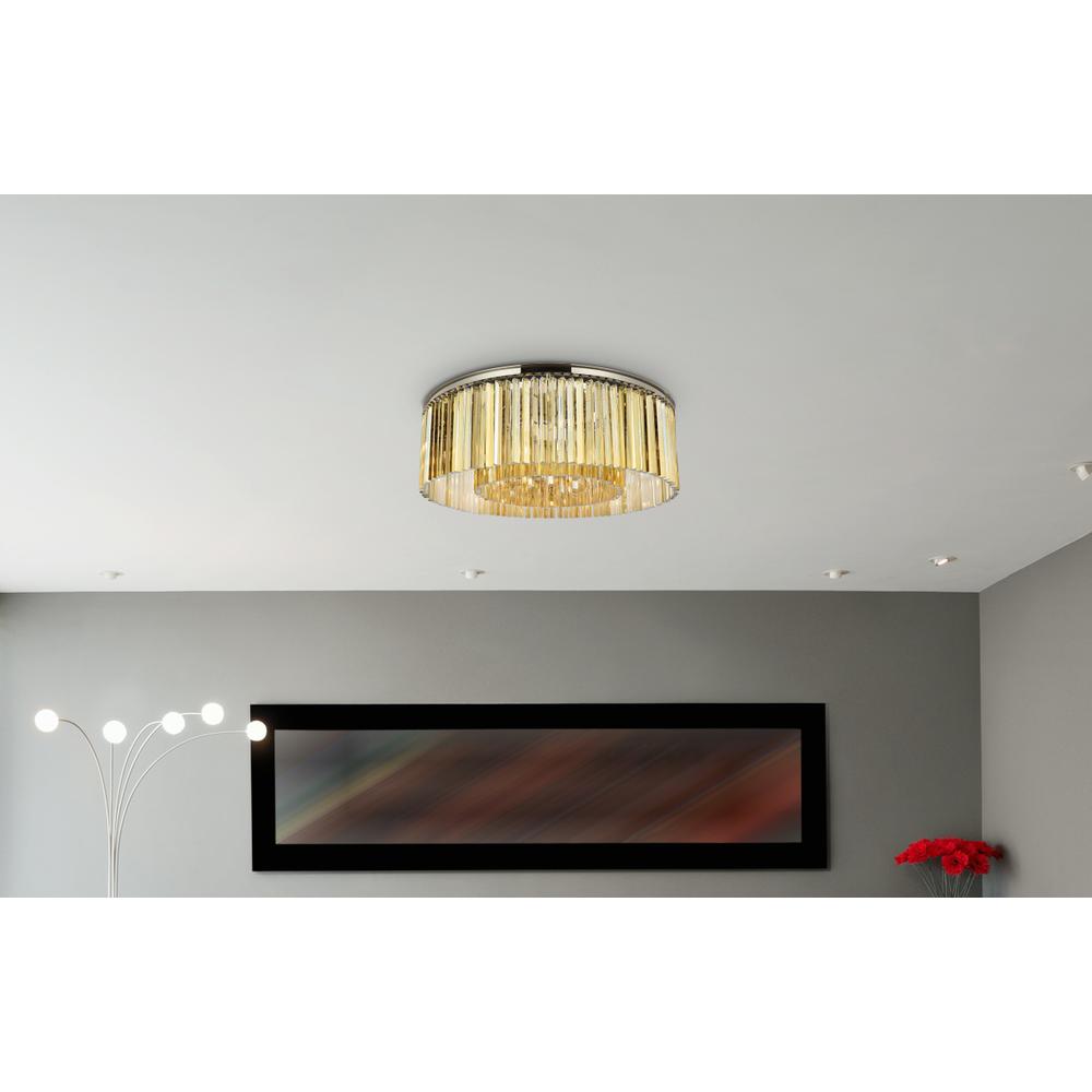 Sydney 10 light polished nickel Flush Mount Golden Teak. Picture 8