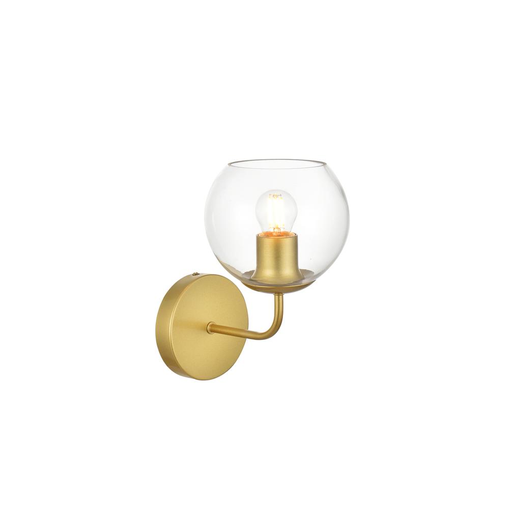 Genesis 1 light Brass and Clear Bath Sconce. Picture 3