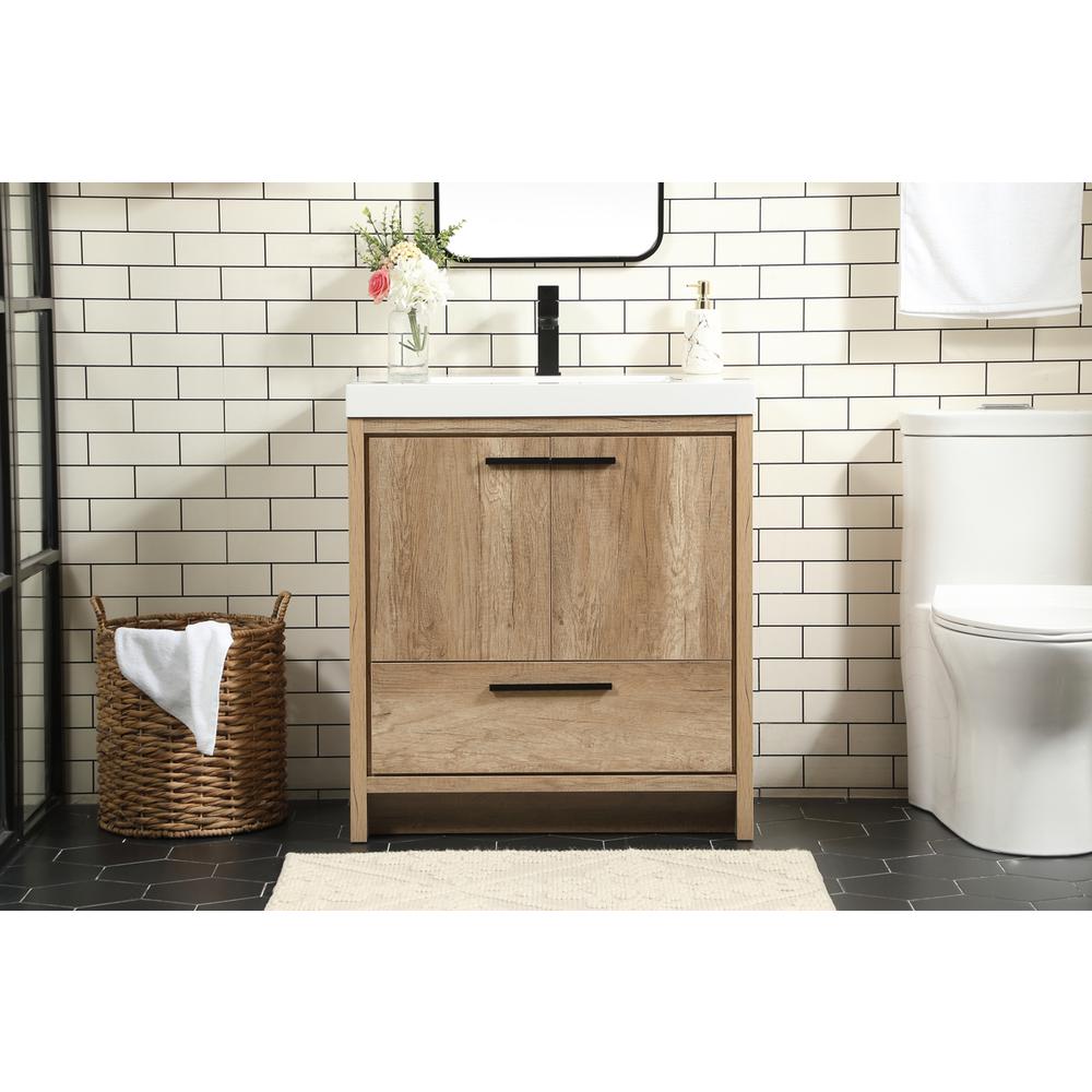 30 inch Single bathroom vanity in natural oak. Picture 14