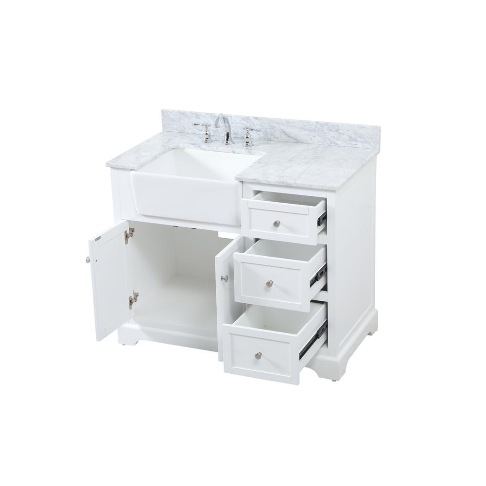 42 inch Single bathroom vanity in white with backsplash. Picture 9