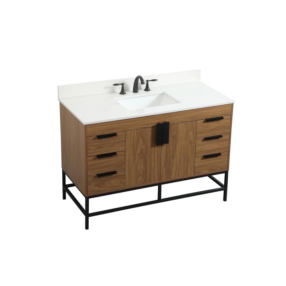 48 inch Single bathroom vanity in walnut brown with backsplash. Picture 8