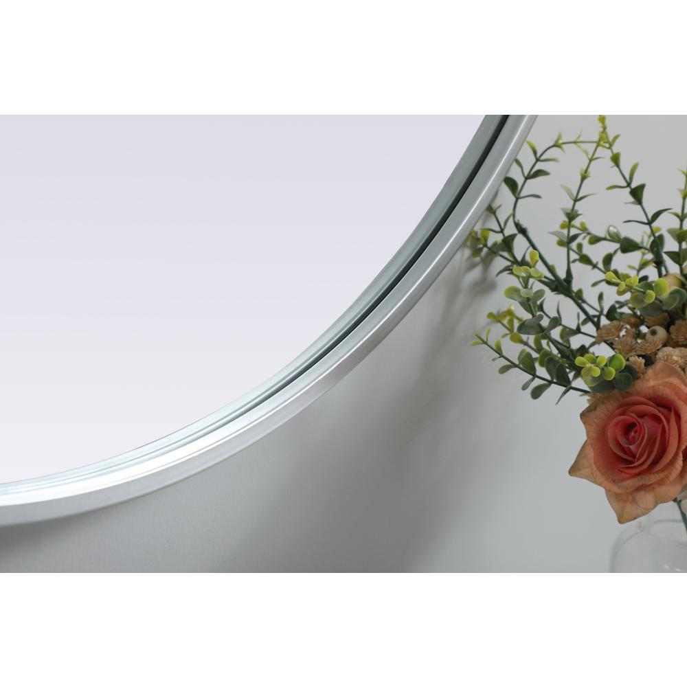 Metal Frame Oval Mirror 30x36 Inch in Silver. Picture 6