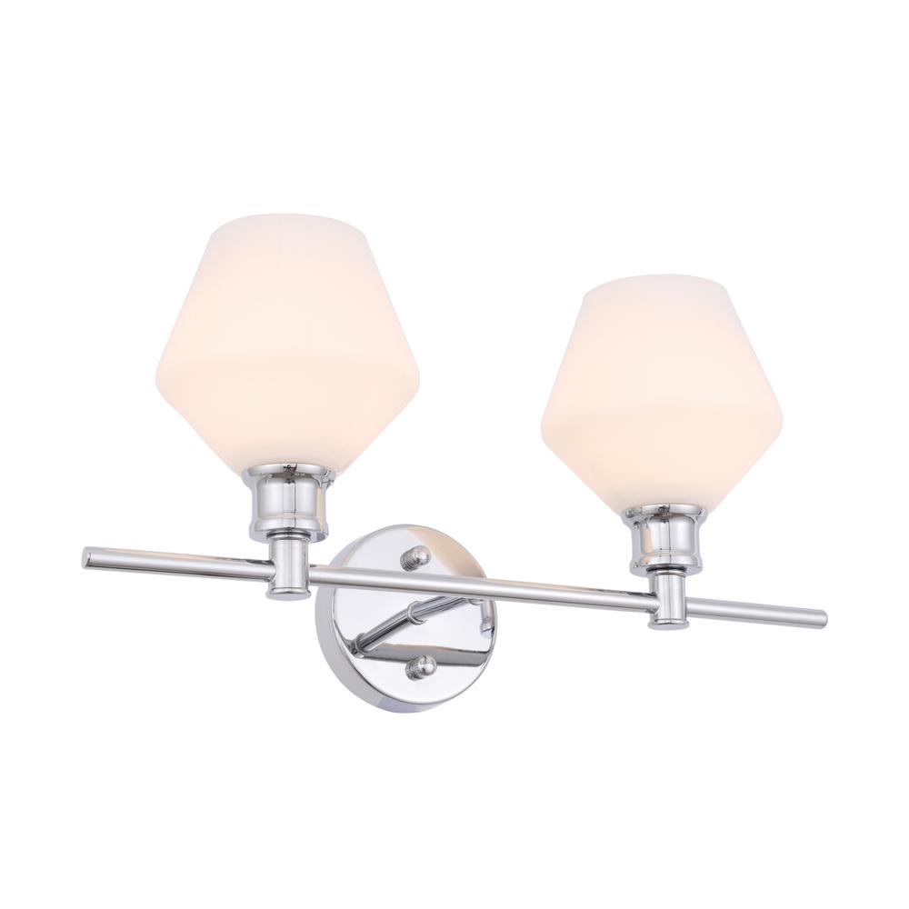 Gene 2 light Chrome and Frosted white glass Wall sconce. Picture 5