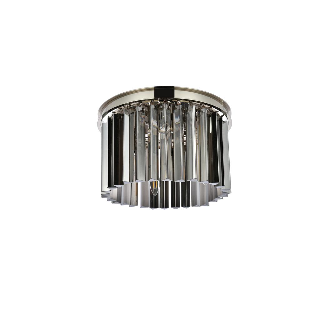 Sydney 3 light polished nickel Flush Mount Silver Shade (Grey) Royal Cut Crystal. Picture 6