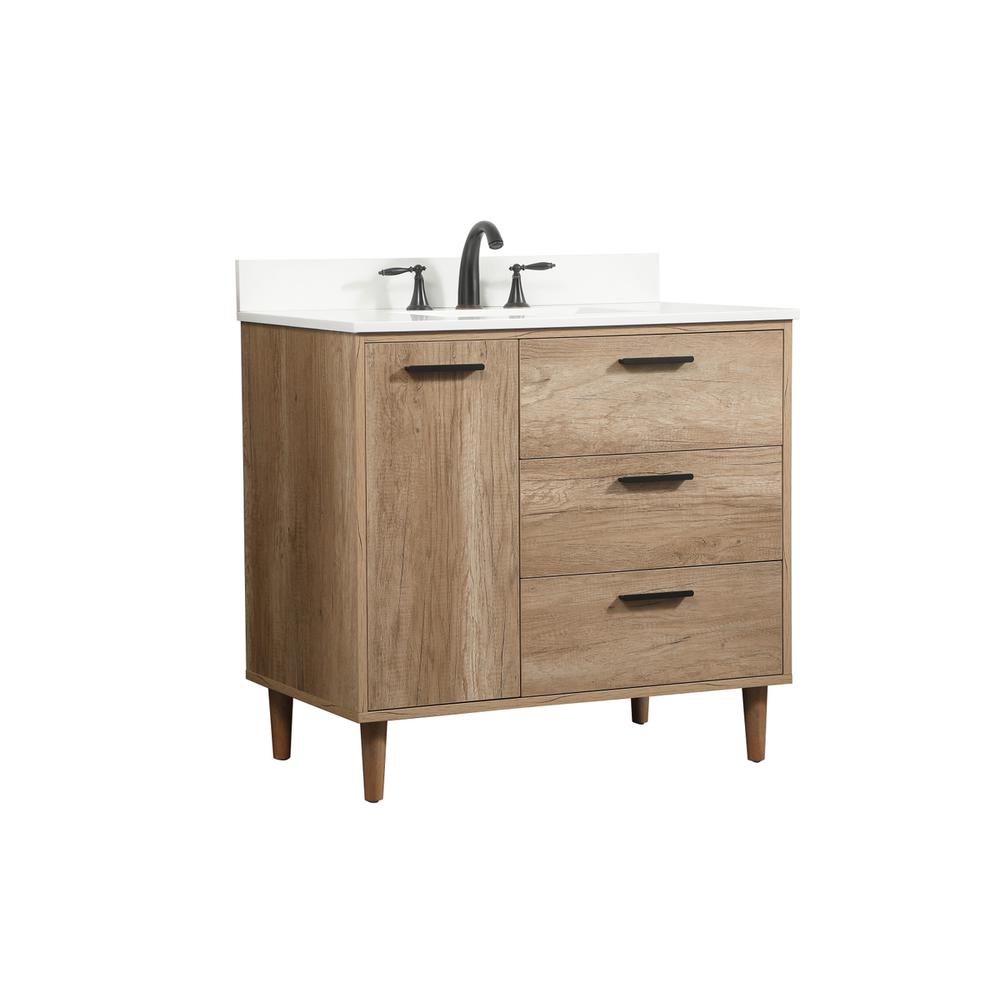 36 inch Single bathroom vanity in natural oak with backsplash. Picture 7