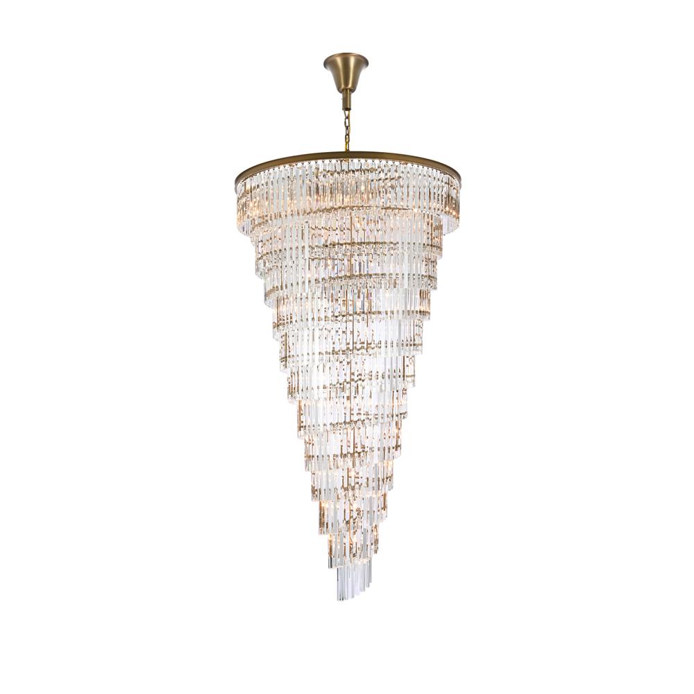 Sydney 48 inch spiral crystal chandelier in satin gold. Picture 1