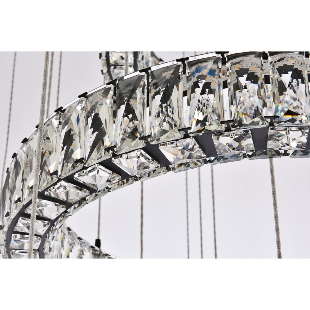 Monroe 40 inch LED seven ring chandelier in black. Picture 3