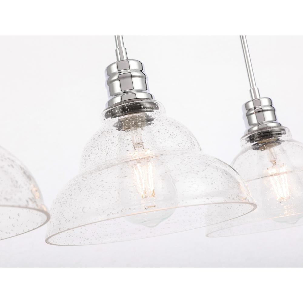 Clive 3 light Chrome and Clear seeded glass pendant. Picture 9