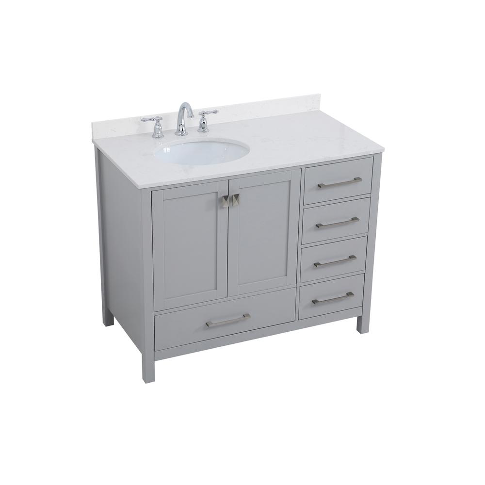 42 inch Single Bathroom Vanity in Gray with Backsplash. Picture 8