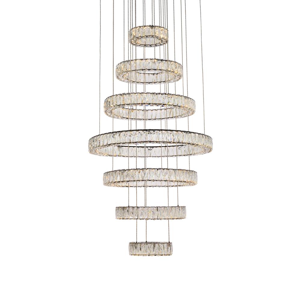 Monroe 34 inch LED seven ring chandelier in black. Picture 2