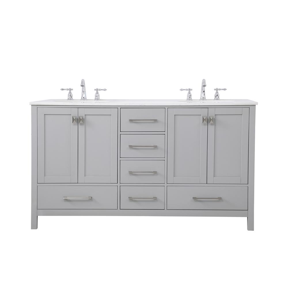 60 inch Double Bathroom Vanity in Gray. Picture 1