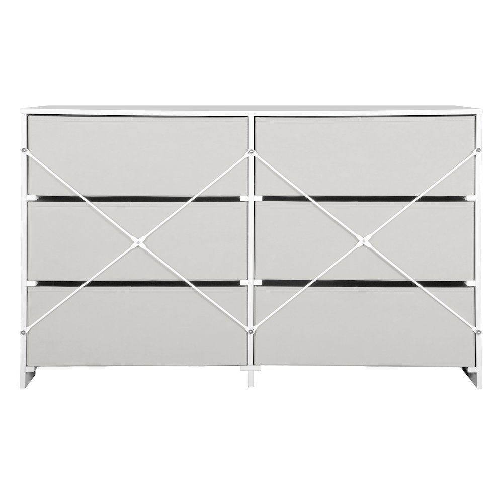 6-Drawer Dresser with Large Fabric Drawers, White. Picture 5