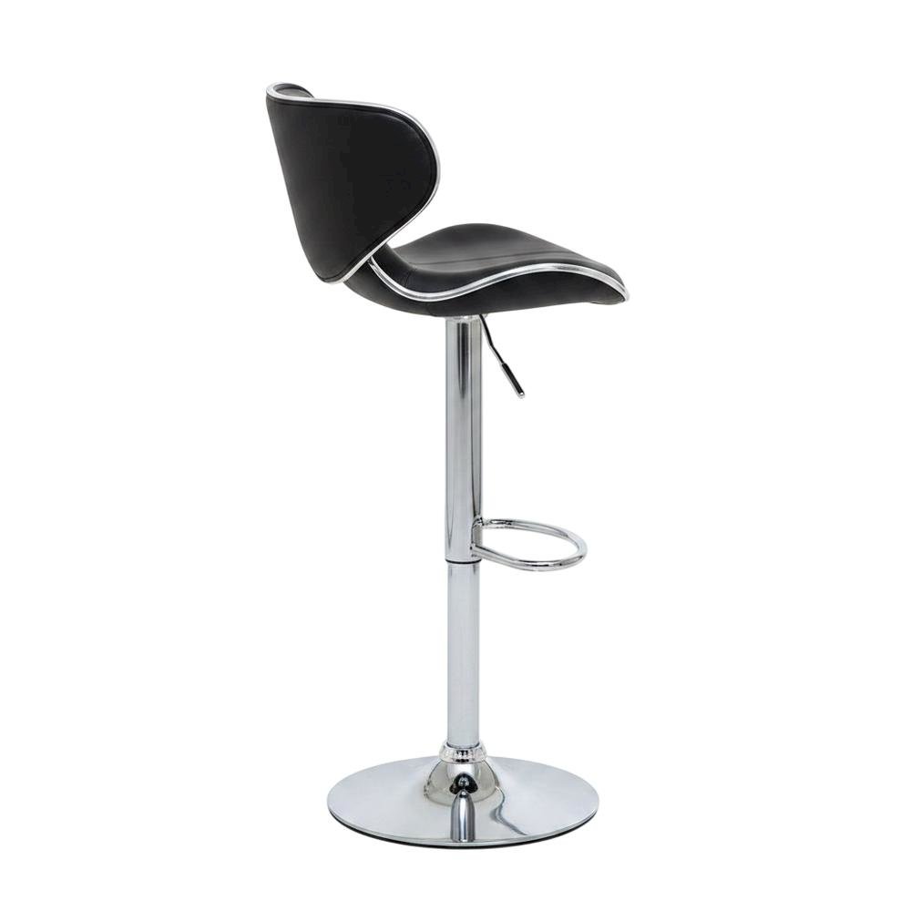 Black Leatherette Adjustable Swivel Barstool with Chrome Base, Set of 2. Picture 3