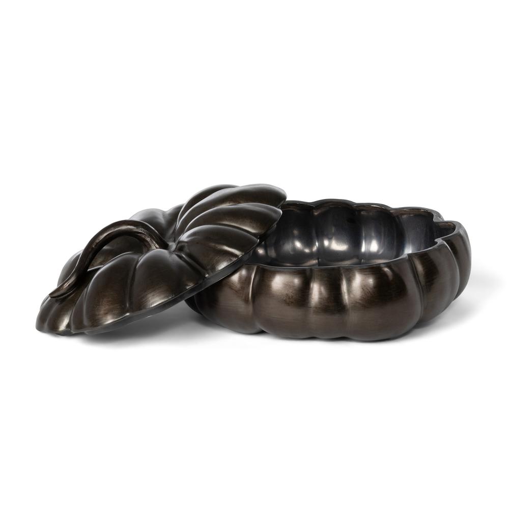 Bronze Lidded Ceramic Pumpkin Bowl, Large. Picture 4