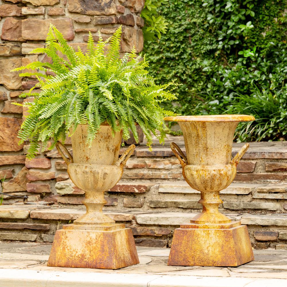 Fluted Metal Urn w/ Pedestal, Large. Picture 9