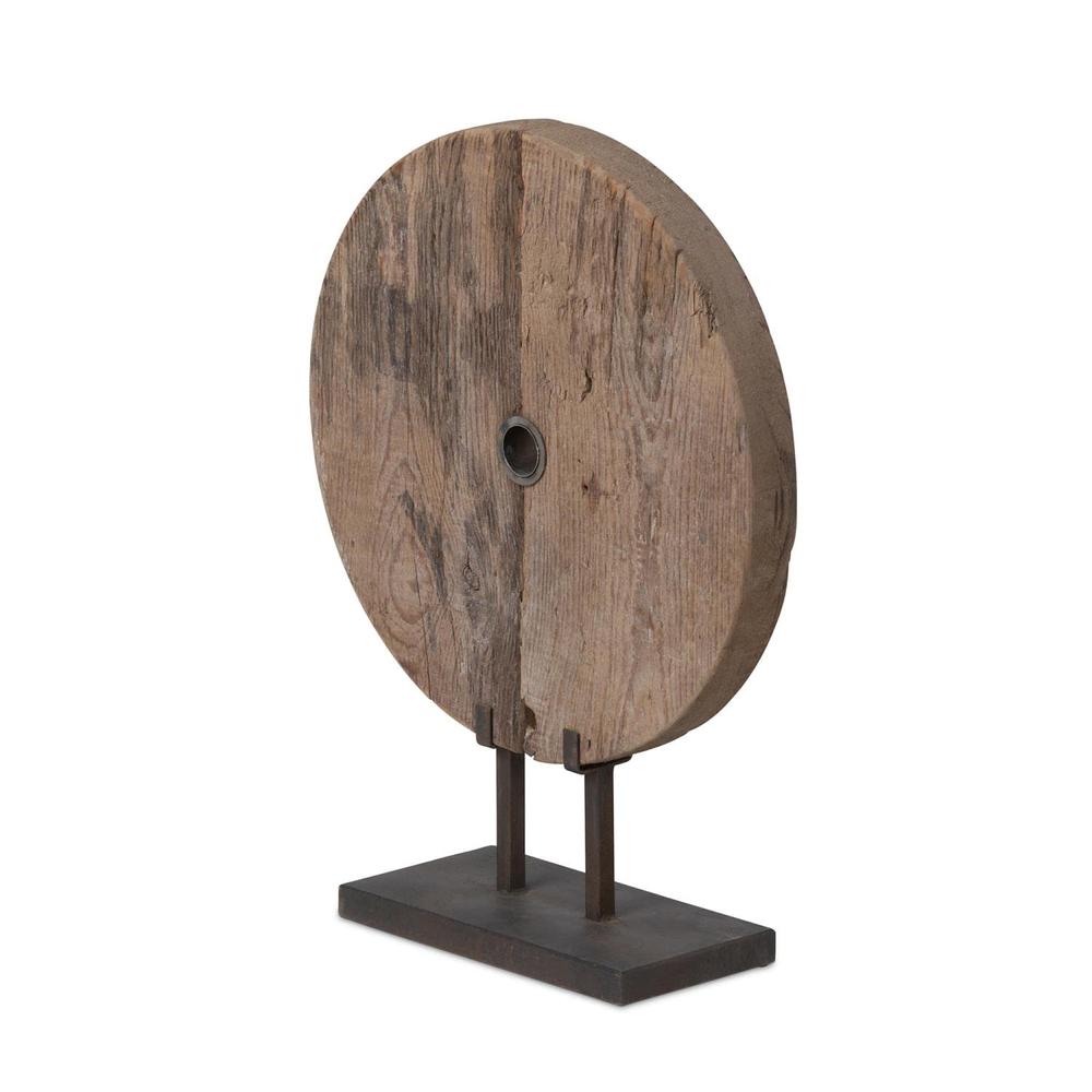 Found Wood Round Mounted Sculpture. Picture 1