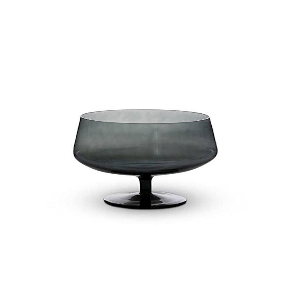 Florian Smoke Glass Stemmed Low Bowl. Picture 1