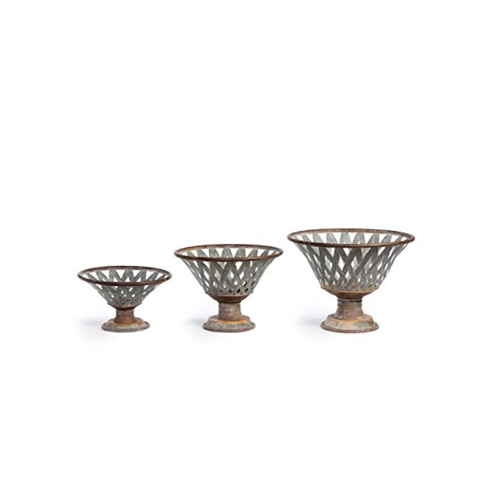Woven Metal Footed Bowl, Set of 3. Picture 1