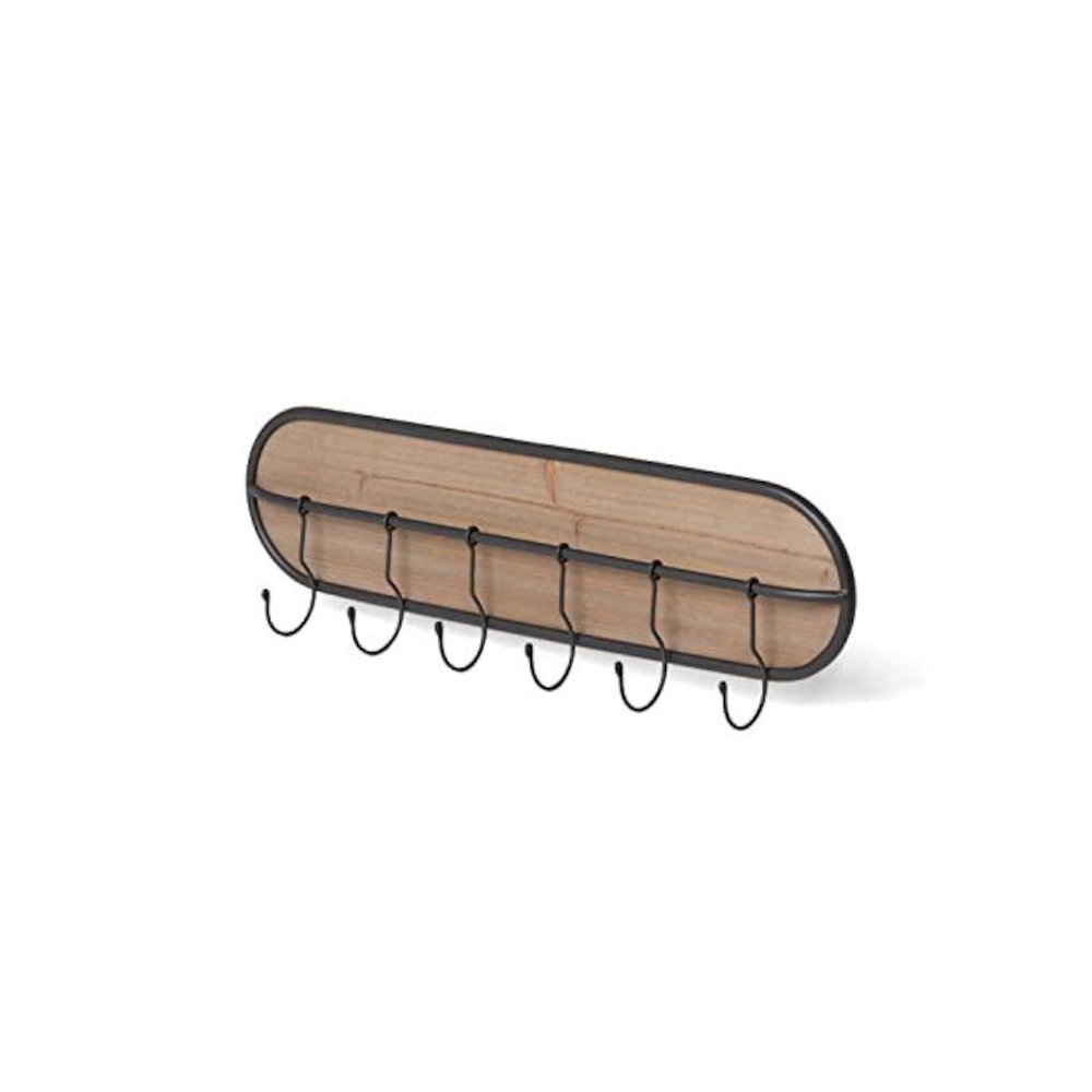 Wood and Iron Wall Hook Rack. Picture 1