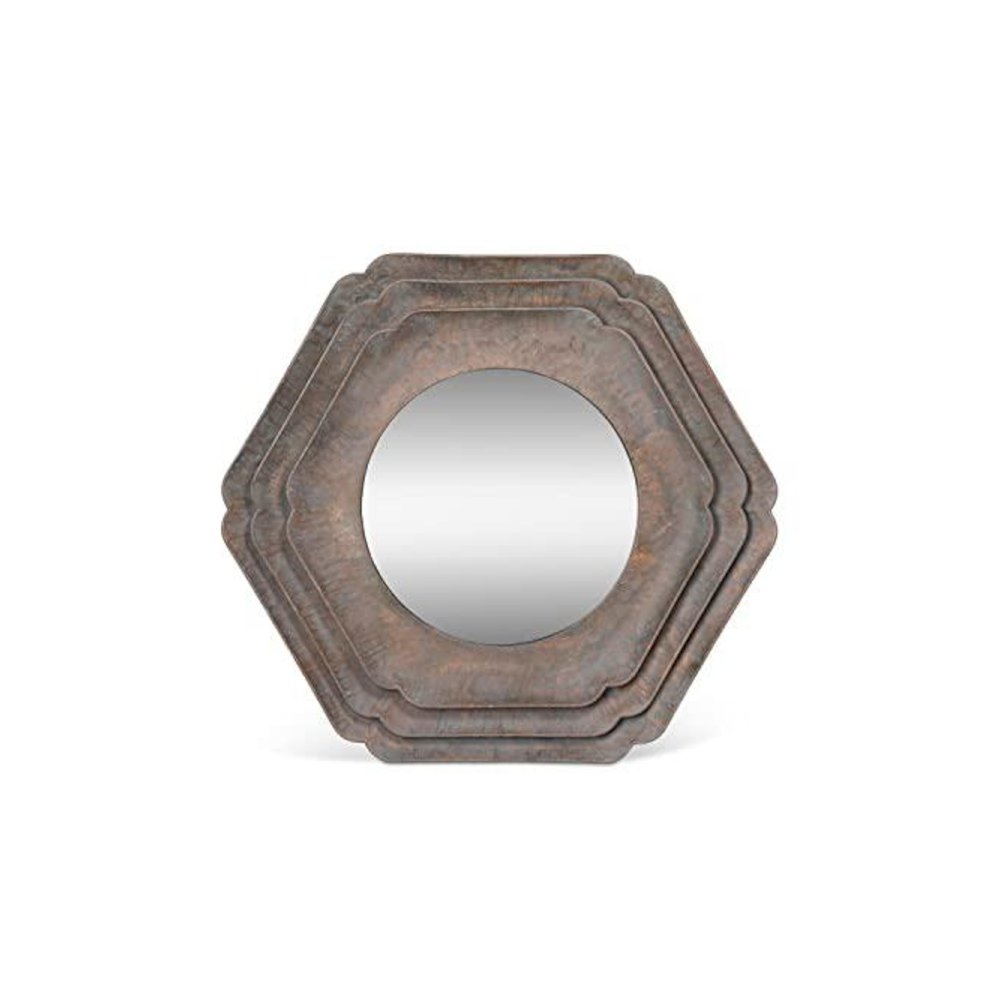 Round Hex Layered Mirror. Picture 1