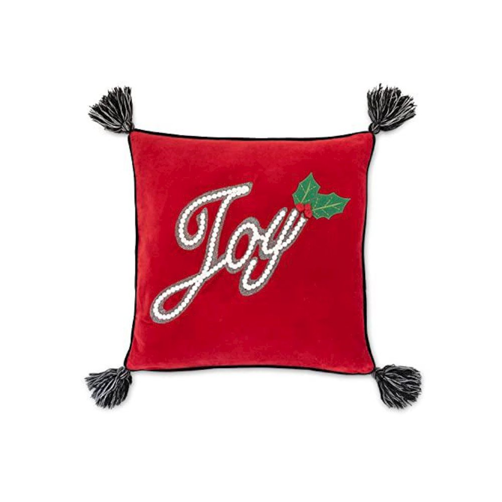 Holly Joy Velvet Pillow. Picture 1