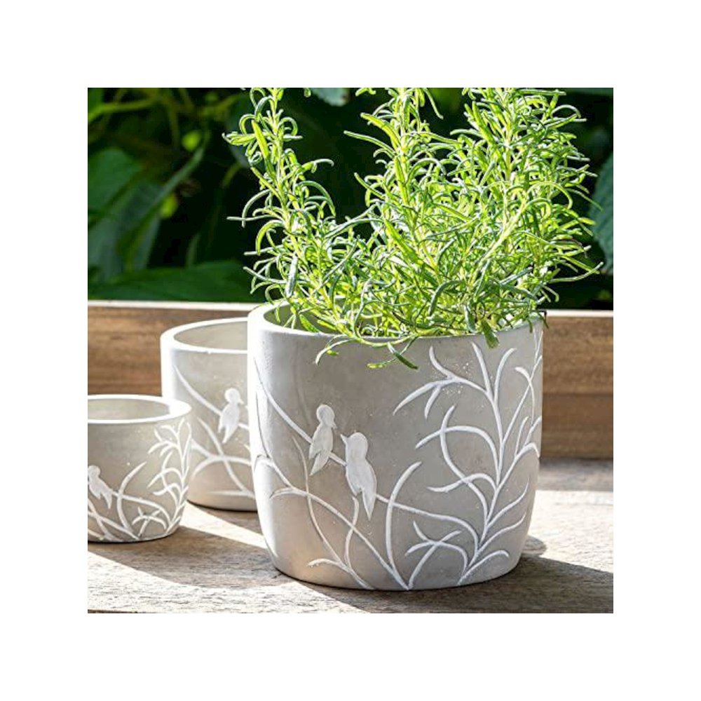 Lovebirds Silouette Cement Pot, Large. Picture 1