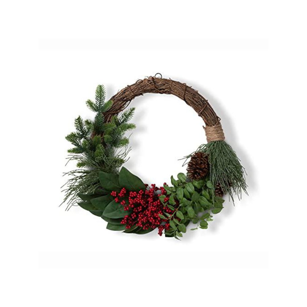 Winter Foliage and Berry Layered Vine Wreath. Picture 1