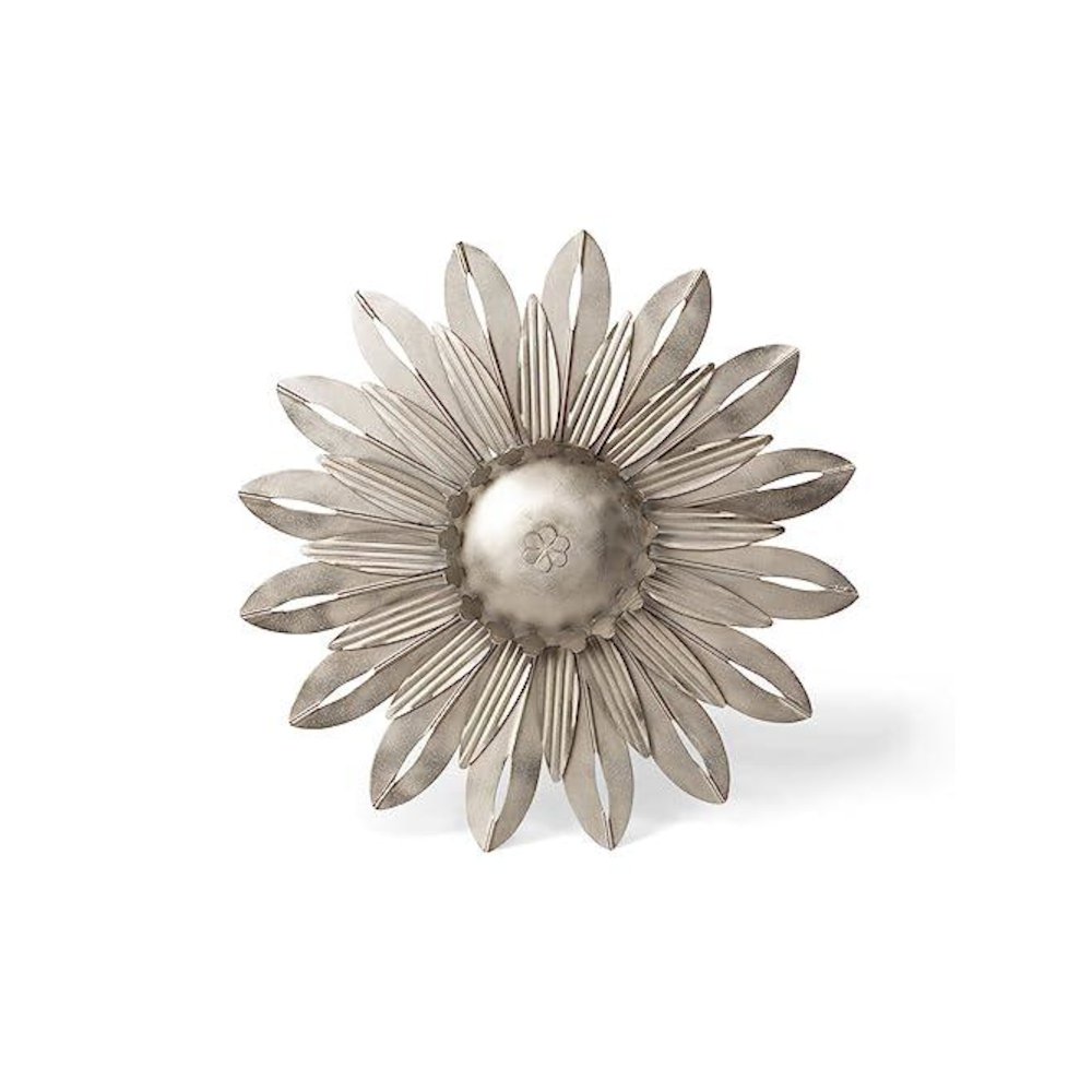 Aged Nickel Wall Sunflower, Large. Picture 1