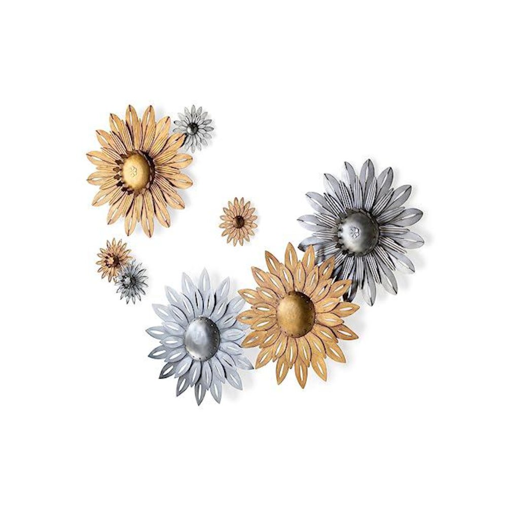 Aged Nickel Wall Sunflower, Large. Picture 5