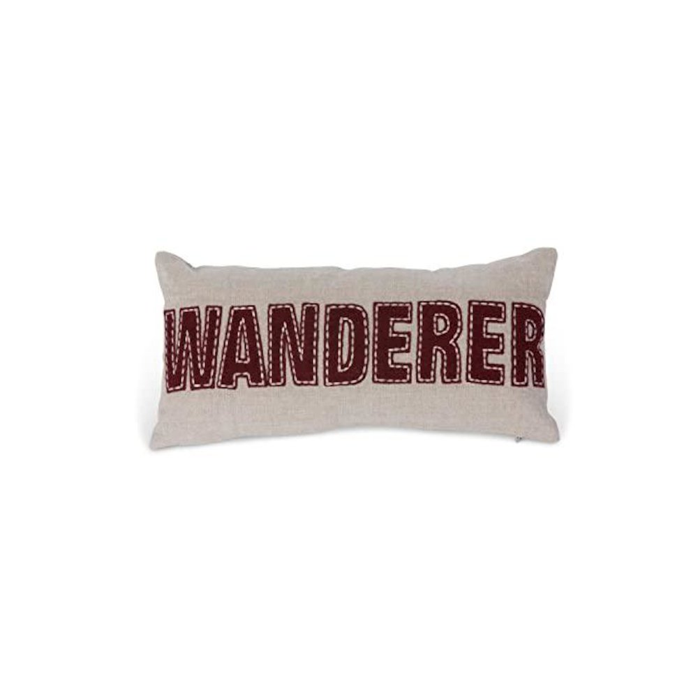 "Wanderer" Appliqued Linen Pillow. Picture 1