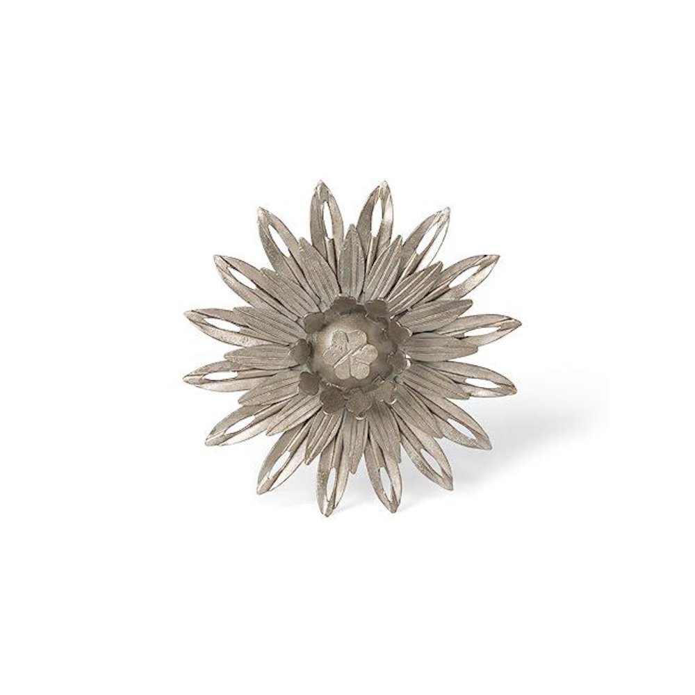 Aged Nickel Wall Sunflower, Small. Picture 1