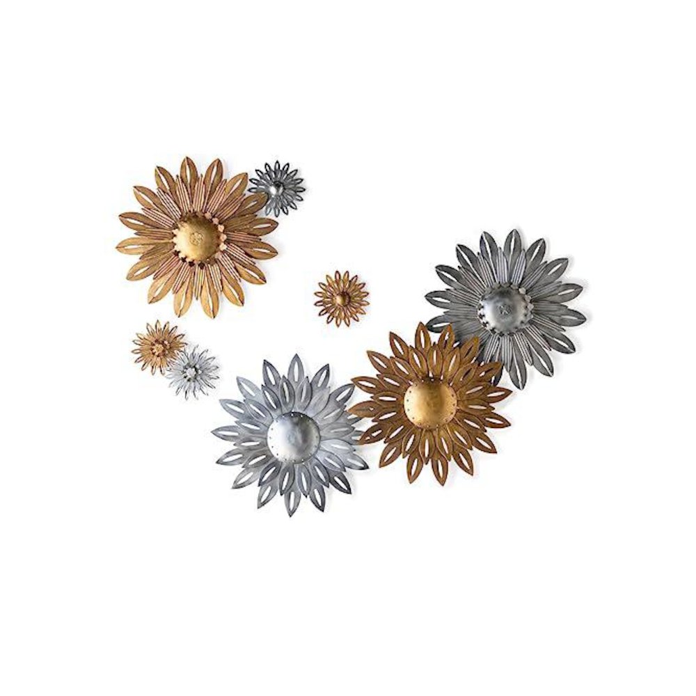 Aged Nickel Wall Sunflower, Large. Picture 4