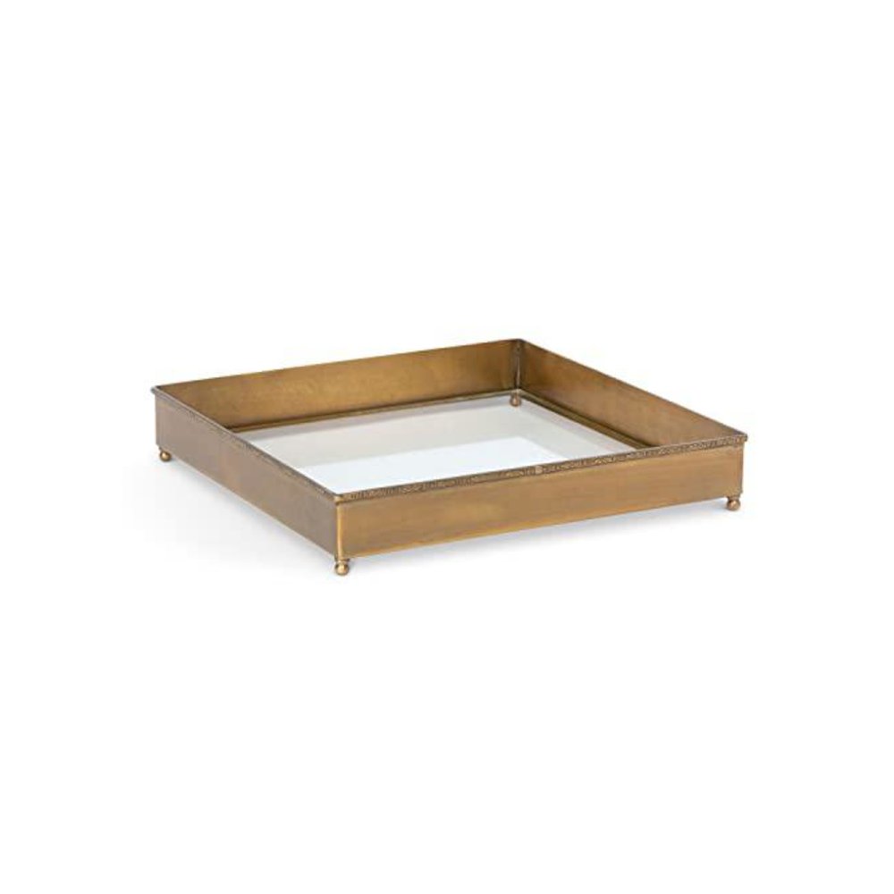 Brass and Glass Escritoire Square Tray. Picture 1