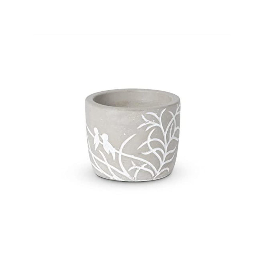 Lovebirds Silouette Cement Pot, Small. Picture 1