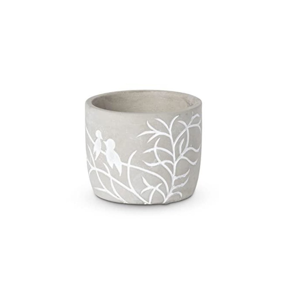 Lovebirds Silouette Cement Pot, Medium. Picture 1