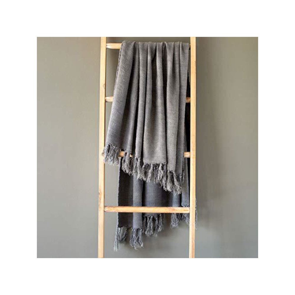 Washed Linen Throw, Grey. Picture 1