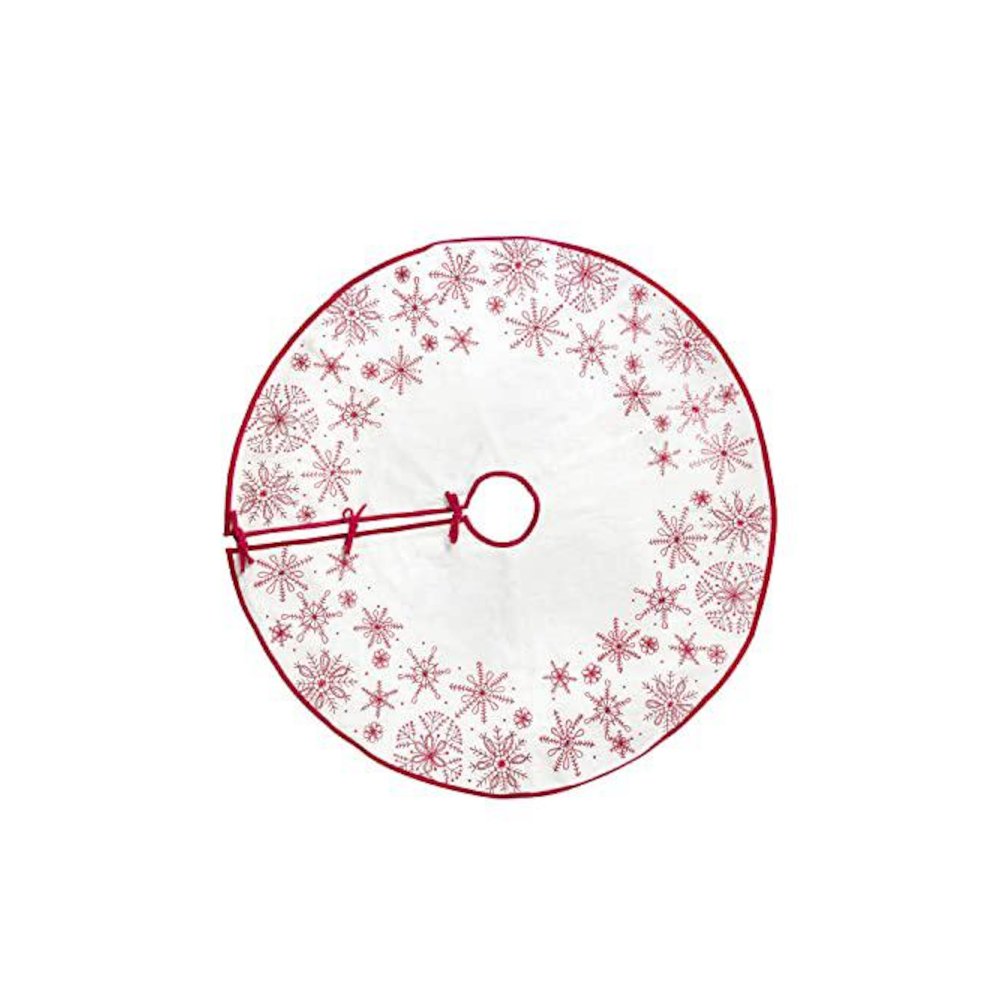 Snowflake Embroidered Tree Skirt. Picture 1